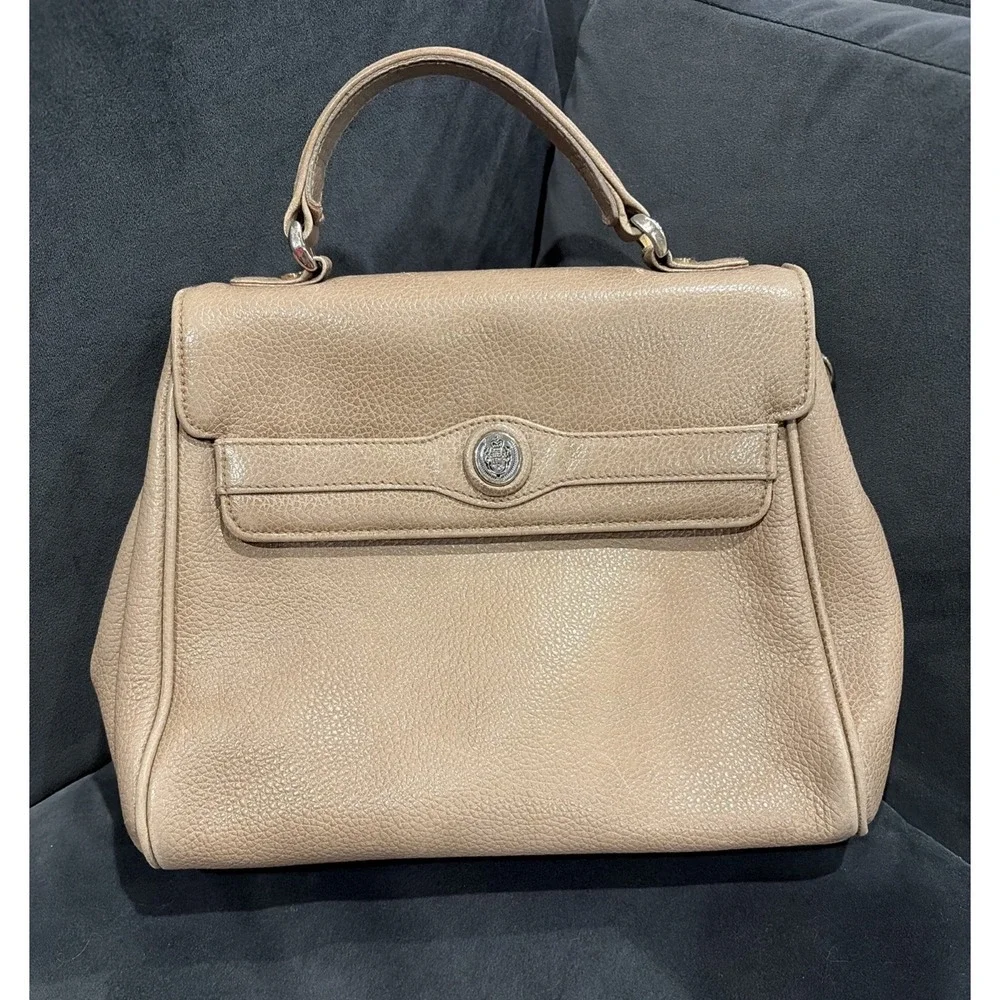 Vintage Liz Claiborne Beige pebbled leather top-handle satchel 90's Classic